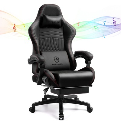 GTPLAYER Pro Gaming Chair with Footrest, Dual Bluetooth 5.1 Speakers PVC Leather Recliner
