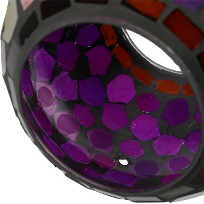 Iridescent Purple Mosaic Glass Hanging Bird Feeder, 6-Inch