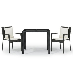 vidaXL Patio Dining Set Outdoor Conversation Set with Cushions Poly Rattan - Black 35.4" Table Length 2 Items - 1 of 4