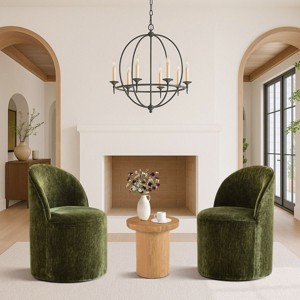 2-Piece Rolling Lounge Chair Set, Upholstered Barrel Accent Chairs with Wheels for Living Room or Small Conversation Area-Maison Boucle - 1 of 4