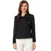 INSPIRE CHIC Women's Tie Neck Satin Long Sleeve Solid Color Blouse - 3 of 4