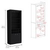 FURNIinspire Utility Storage Cabinets 74 Inch Tall Bar Cabinet, Modern Cabinet Cupboard With Glass Holder Stemware Rack, Black, 14.3"*29.5"*74.8" - 3 of 4