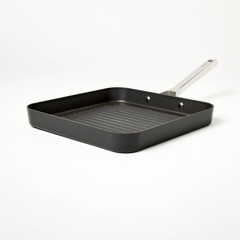 Photos - Pan 12" Nonstick Hard Anodized Aluminum Grill  Dark Gray - Figmint™