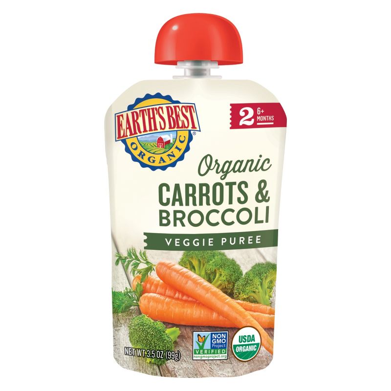 Earth&#39;s Best Organic Carrots &#38; Broccoli Baby Food Pouch - 3.5oz, 1 of 6