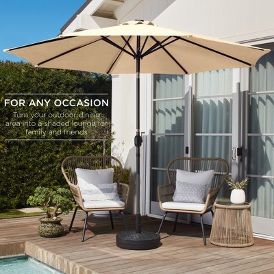 Sand 10ft Steel Outdoor Market Patio Umbrella with Crank and Tilt