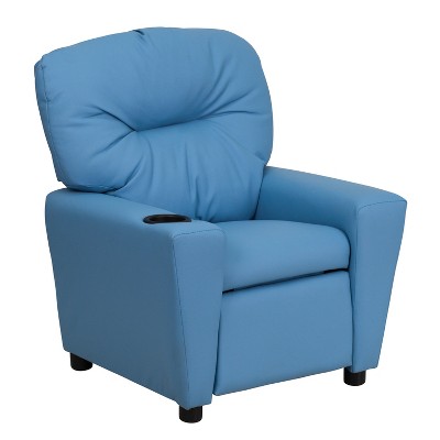 Flash Furniture Chandler Contemporary Light Blue Vinyl Kids Recliner ...