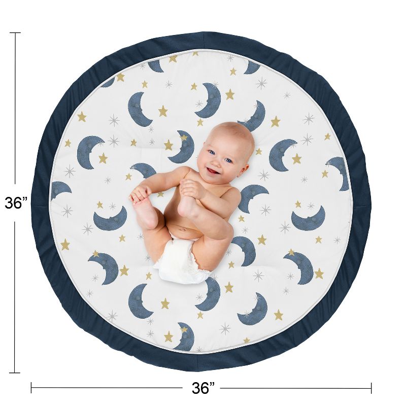 Sweet Jojo Designs Boy or Girl Gender Neutral Unisex Baby Tummy Time Playmat Bear and Moon Blue and Gold, 5 of 6
