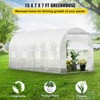 VEVOR 15 x 6.5 x 7 ft Walk-in Tunnel Greenhouse, Portable Plant Hot House with Galvanized Steel Hoops, 1 Top Beam, Diagonal Poles, White - 3 of 4