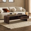 LuxenHome Walnut Finish 2-Drawer Coffee Table, Engineered Wood Open Storage Center Table with Rounded Corners for Living Room Brown - 2 of 4