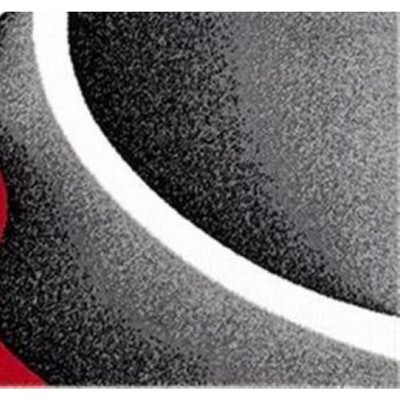 Gray and Red Abstract Geometric 6' x 9' Area Rug