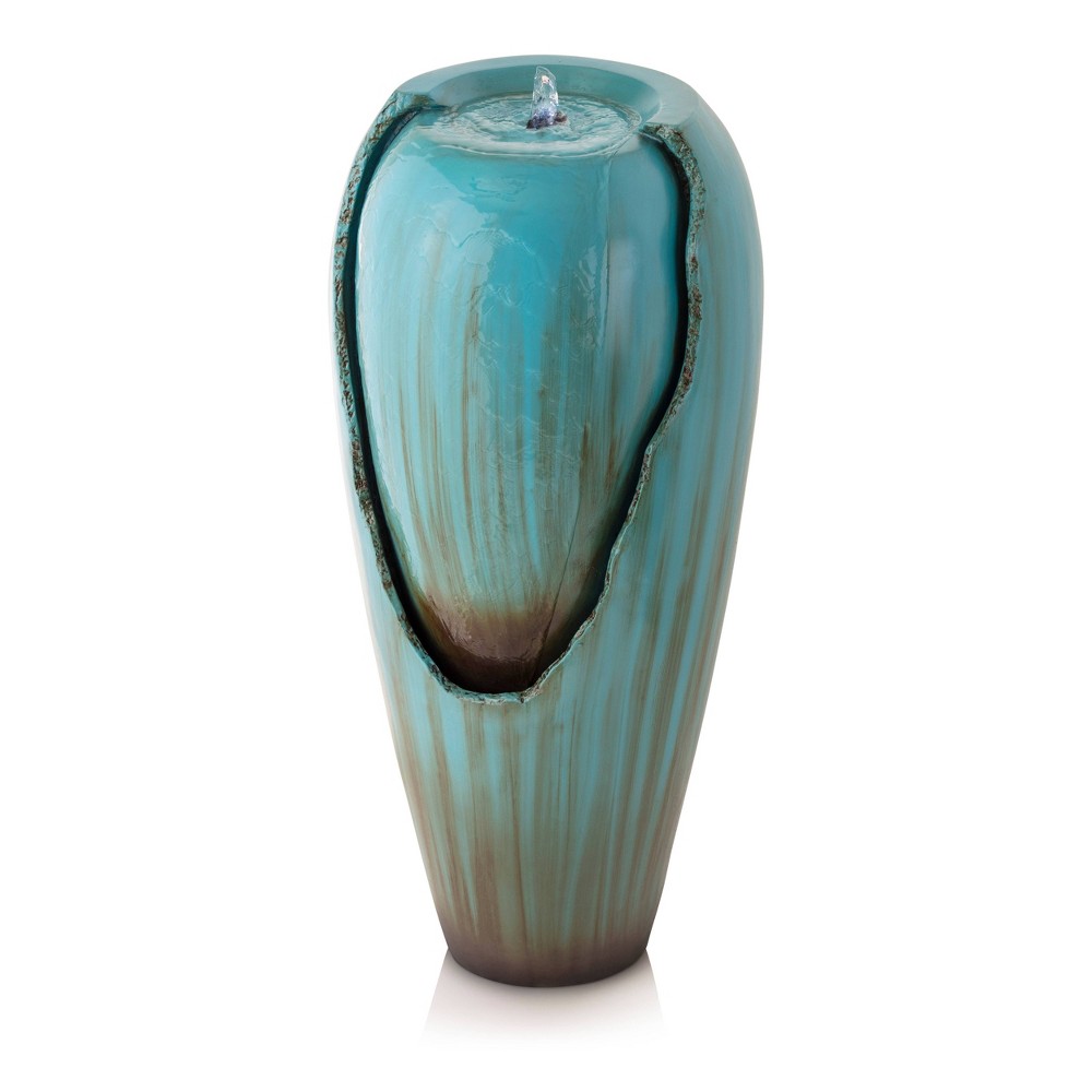 Alpine Corporation 32  Indoor Outdoor Jar Water Fountain  Turquoise