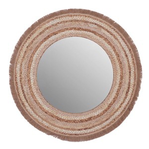 Wood Braided Frame Wall Mirror Beige - Olivia & May: Boho Chic, MDF, No Assembly Required - 1 of 4