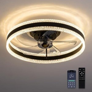 Siljoy Flush Mount Ceiling Fan with Remote, 6 Winds Speeds, 20” Low Profile Ceiling Fan for Bedroom, Living Room, Dining Room and Kitchen - 1 of 1