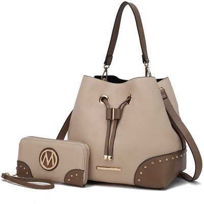 MKF Collection Candice Color Block Bucket Bag with matching Wallet by Mia K