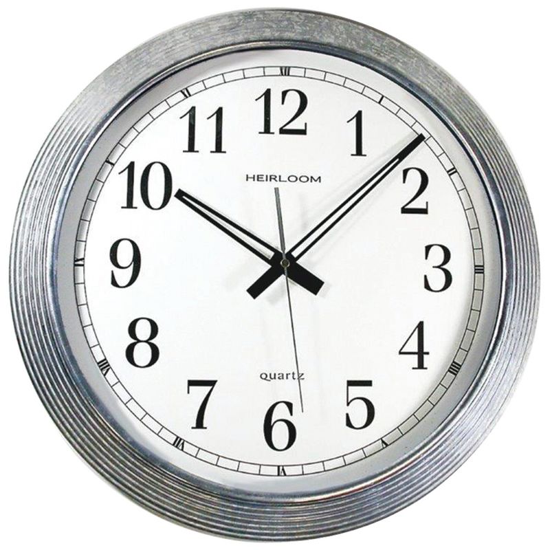 Timekeeper 16" Galvanized Metal Silver Wall Clock, 1 of 2