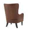GDFStudio Salerno Contemporary Microfiber Wingback 41" High Back Club Chair, Brown - 4 of 4