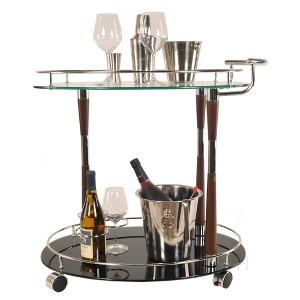 Rolling Bar Cart 27.375" H – 2-Tier Glass Serving Trolley with Bottle Holders By Old Modern Handicrafts - 1 of 4