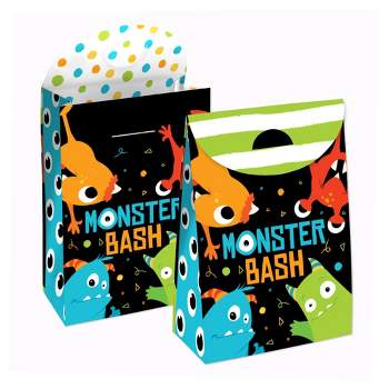Big Dot of Happiness Monster Bash - Little Monster Birthday or Baby Shower Gift Favor Bags - Party Goodie Boxes - Set of 12