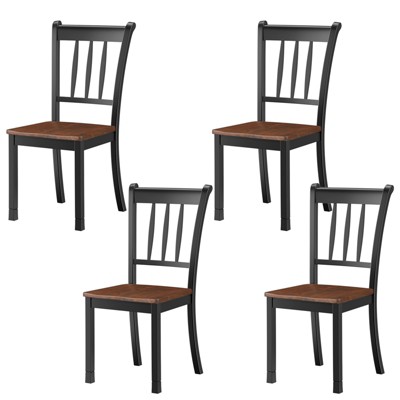 Tangkula Dining Chair Armless Wooden Back Kitchen Restaurant Side Chair Set of 4, Black