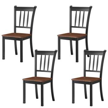 Tangkula Dining Chair Armless Wooden Back Kitchen Restaurant Side Chair Set of 4, Black