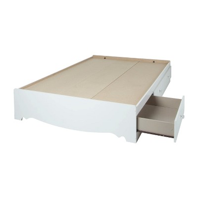 HomeStock Mate's Platform Storage Bed with 3 Drawers Pure White Crystal