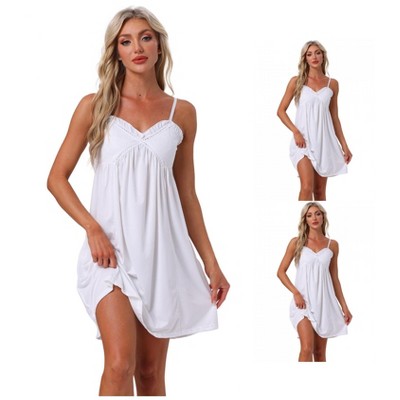 INSPIRE CHIC Women's Lingerie Ruffle Sleeveless Soft Nightgown V Neck Chemise Sleepdress