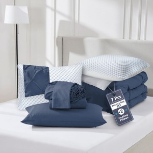 Nestl Comforter Set, 9 Piece Pinch Pleated Bedding Set, Bed in a Bag, All season Bed Set with Cooling Pillows - 1 of 4