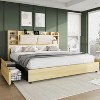 AMERLIFE Bed Frame with 4 Storage Drawers and Bookcase Headboard - 4 of 4