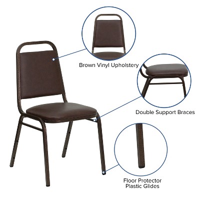 Brown and Copper Vinyl Stacking Banquet Chair with Steel Frame