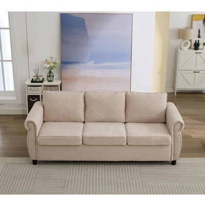 NicBex Convertible Sleeper Chair,81.5" Pull-out Sofa Bed with Adjustable Backrest,Couches with Foam Mattress for Living Room,Beige/Brown/Dark Gray