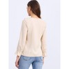INSPIRE CHIC Women's Office Work Ruffle V Neck Long Sleeve Chiffon Peasant Blouse - 4 of 4