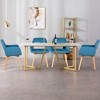 Costway Set of 4 Modern Accent Armchairs Velvet Fabric Leisure Chairs Club Guest Blue - 2 of 4