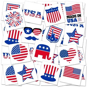 ArtCreativity American USA Patriotic Themed Temporary Tattoos (Pack of 144) - 1 of 4