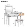 GlasFlength Classic Wood Makeup Vanity Tables Set with Flip top Mirror and Stool, Drawers and storage space, White, 43.3"*19.7"*51.4" - 3 of 4