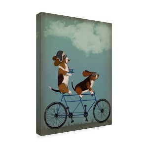 Trademark Fine Art - Fab Funky 'Basset Hound Tandem' Wood Slat Art - 1 of 4