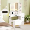 Costway 35.5" Makeup Table Set Vanity Desk with Mirror and Lights 2 Open Shelves Glass Top - 2 of 4