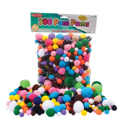 Charles Leonard Creative Arts Pom-Poms, Assorted Sizes/Colors, Bag of 300 (Pack of 6)