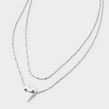 Heart Medallion 15.5 Inch Multi-Strand Necklace - Universal Thread™ Silver