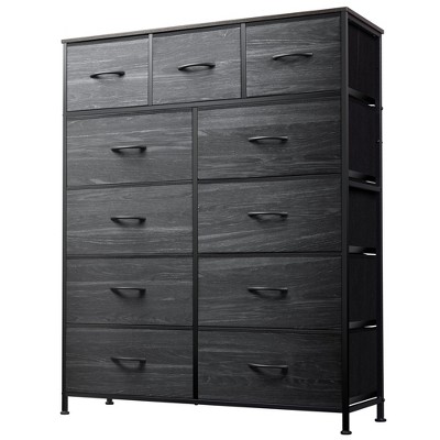 11-Drawer Tall Fabric Dresser Storage Tower with Steel Frame and Wood Top, Chest of Drawers Organizer Unit for Bedroom, Closet, Hallway
