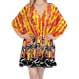HAPPY BAY Women's Vacation Mini Beach Dress Coverups Beachwear Swim Suit Dress Plus Size Summer Bathing Suit Cover-Up for Women 3X-4X Red Tree - 1 of 3
