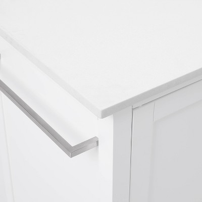 Soren 44" White Stone Top Kitchen Island Cart