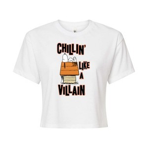 Women's - Peanuts - Halloween Chillin' Art Cropped Graphic T-Shirt - 1 of 4