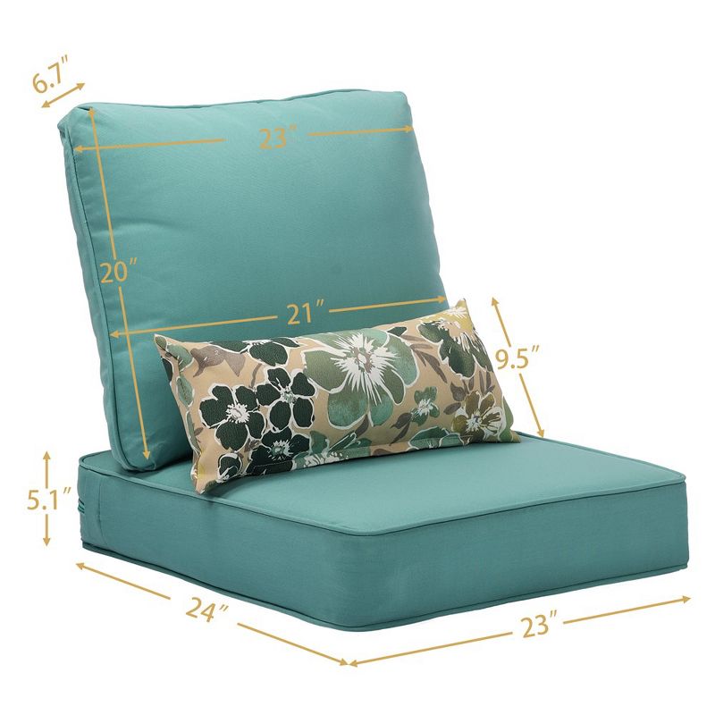 Aoodor 22'' x 24'' Outdoor Deep Seat Chair Cushion Set-  (Set of 2 Seats, 2 Backs, 2 Pillows）, 2 of 7