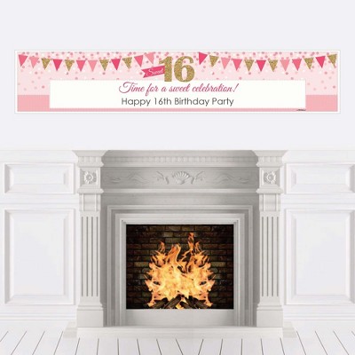 Big Dot of Happiness Sweet 16 - 16th Happy Birthday Decorations Party Banner