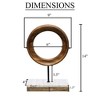 Royal Hampton Decorative Tabletop Sculpture | Brown Mango Wood Ring Design | Black Iron Stem and Marble Base - 3 of 4