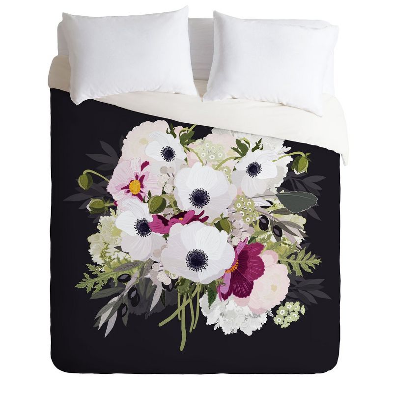 Iveta Abolina Antoinette Floral Comforter Set Black/Pink - Deny Designs, 1 of 8