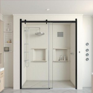 Glass shower door, sliding door, with 5/16" tempered glass and Matted Black finish - 1 of 4