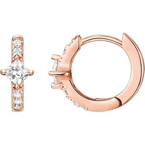 14K Gold Plated Huggie Earrings | 925 Sterling Silver with Cubic Zirconia, U-Shaped Snake Design - 1 of 4