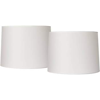 Springcrest Set of 2 Drum Lamp Shades White Medium 13" Top x 14" Bottom x 10" High Spider with Replacement Harp and Finial Fitting
