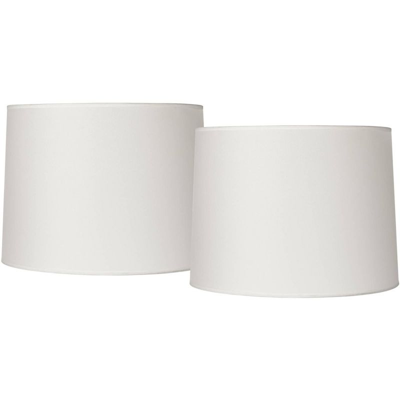 Springcrest Set of 2 Drum Lamp Shades White Medium 13" Top x 14" Bottom x 10" High Spider with Replacement Harp and Finial Fitting, 1 of 7